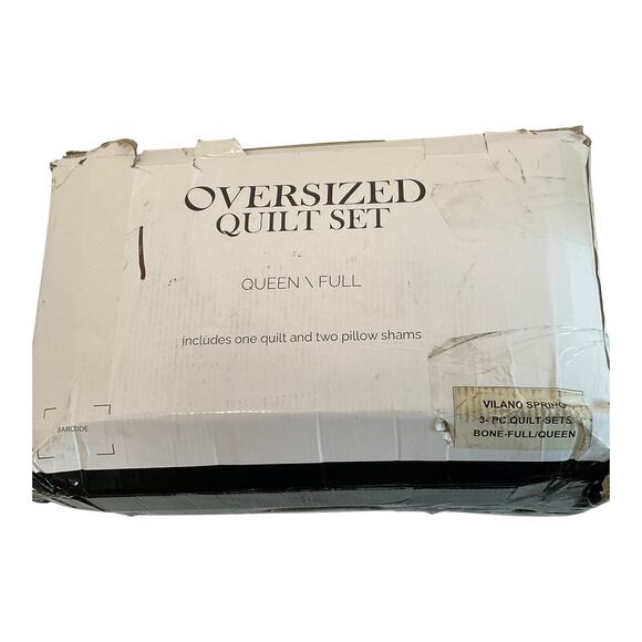 Southshore Fine Linens Oversized Lightweight 3 Pc Quilt Set Off White Full/Queen - Picture 4 of 4